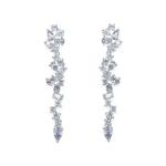 Cluster Drop Bridal Statement Earrings White Cubic Zircon Brass Earrings