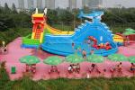 0.9mm PVC Kids Inflatable Water Amusement Park Dragon And Shark Style