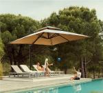 Upgrade Outdoor Garden Umbrella with Double Canopy and Black Handle Aluminum