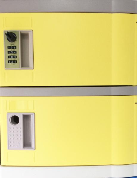 Quality ABS Material Keyless Security Lockers , 8 Tier Lockers Yellow Door For Factory for sale