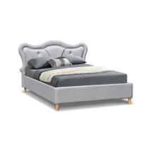 Buy cheap Nailhead Children Upholstered Bed Trim Grey Linen Button Tufted Curved Headboard product