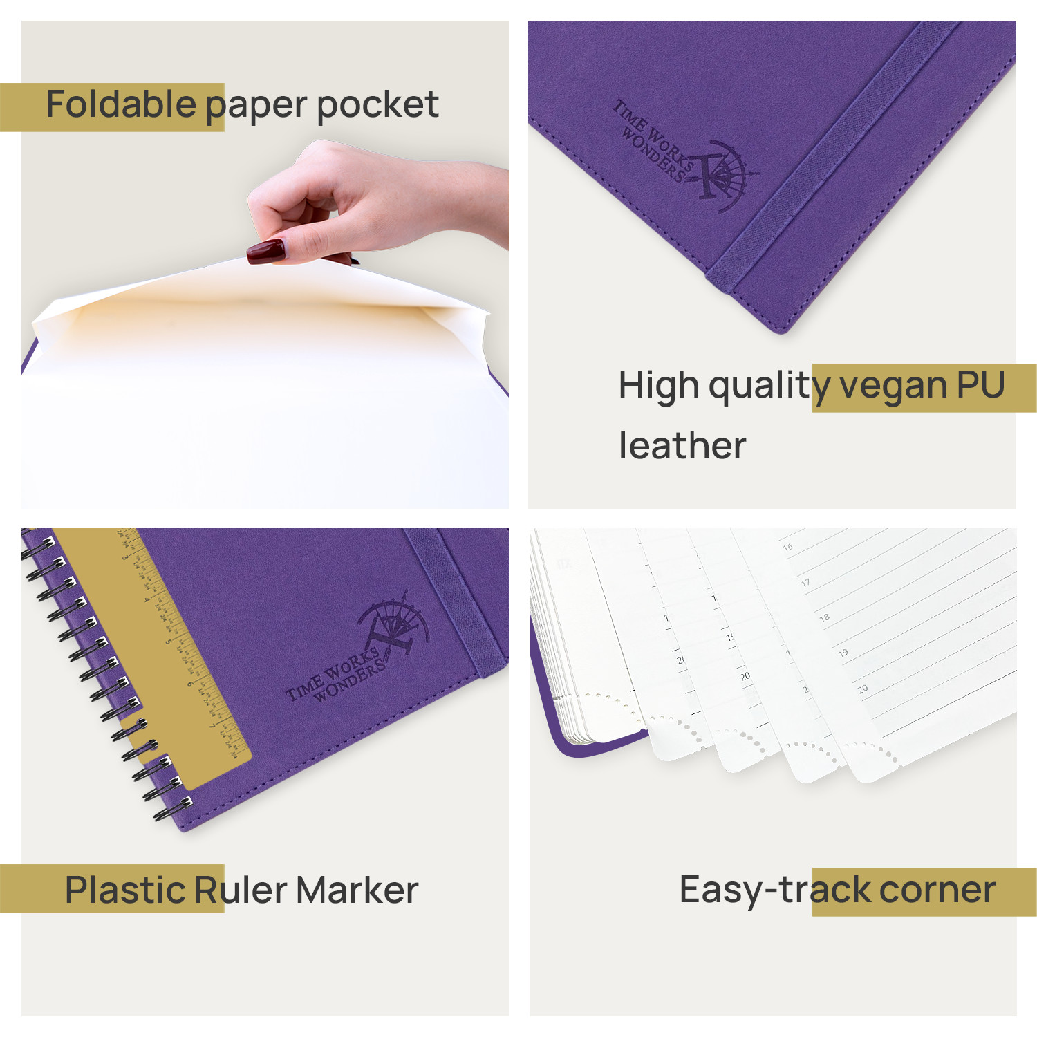 Weekly Planner 2023 2024 Purple With Easy Serach Functions FSC-Certified Paper