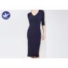 Buy cheap Half Sleeves Womens Knitted Dresses , V Neck Jumper Dress / Knit Dress Welt Side Vent from wholesalers
