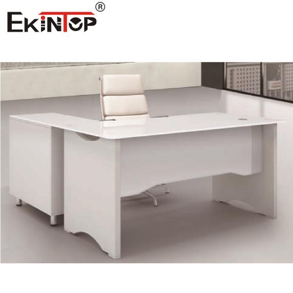 Buy cheap White L Shape Tempered Glass Computer Desk Office Furniture Working Table from wholesalers