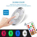 55LM Wireless Color Changing Puck Lights / 0.8w Remote Control Closet Light
