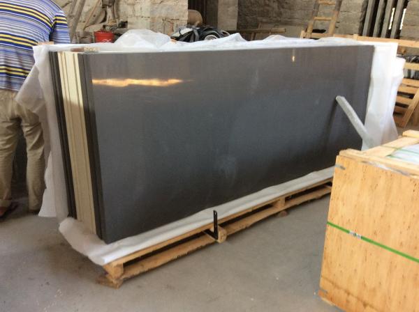 Buy cheap Honed Pure Black Granite Countertops / Kitchen Artificial Granite Worktops from wholesalers