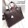 Buy cheap Genuine Crocodile Skin Men's Gray Laptop Briefcase Handbag Authentic Real Alligator Leather Businessmen Working Totes from wholesalers