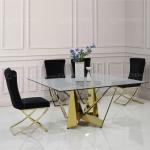 100kg Square Glass Top Dining Table 150cm Stainless Steel Frame
