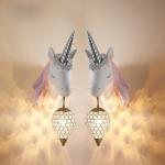 Creative Cartoon Unicorn Lamp Pink Children's Room Decor Unicorn Beside Wall
