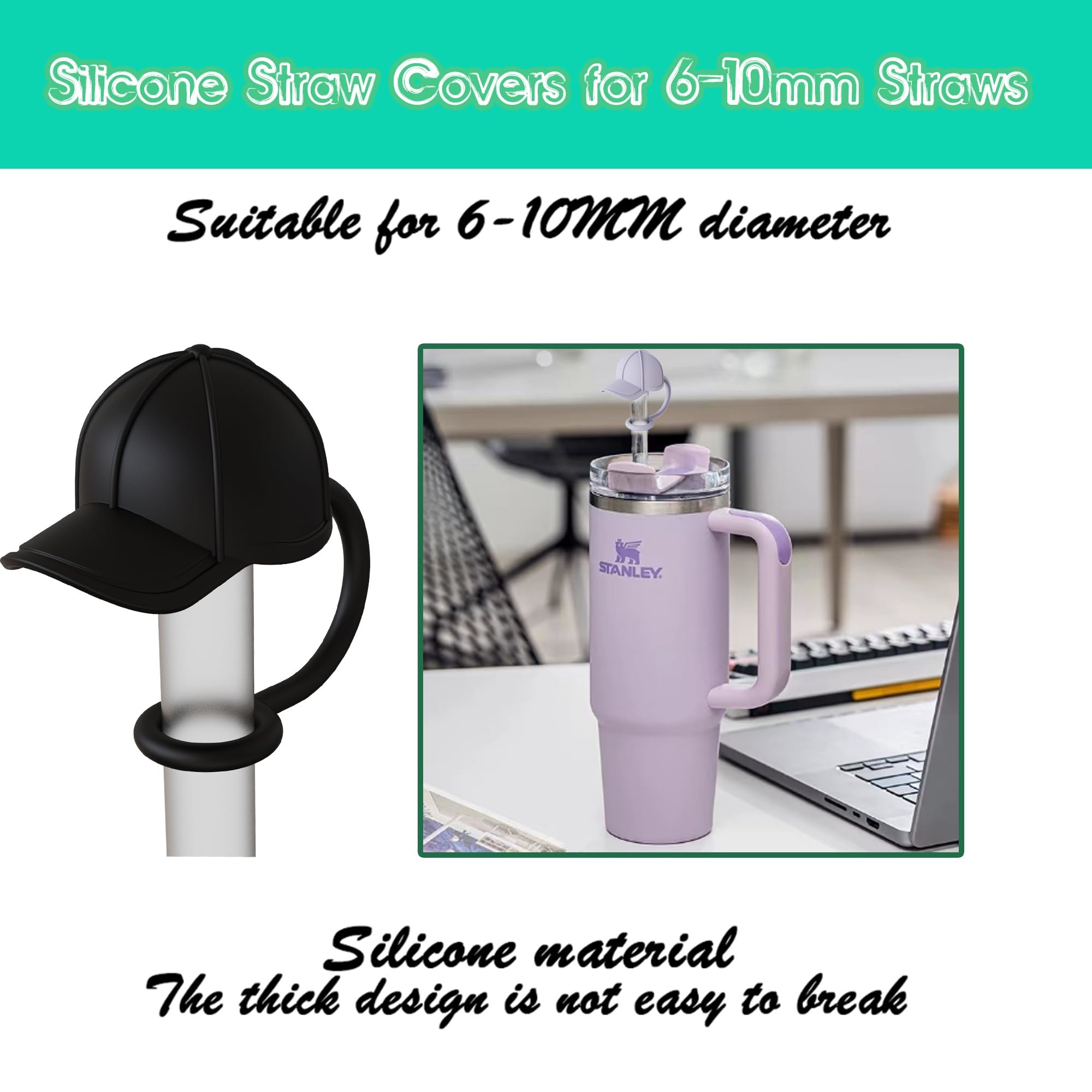 Silicone Flower Straw Toppers Reusable Covers And Caps For 9-10mm Straws Fits Stanley 30 & 40oz Stambler Stanley Cap Lid