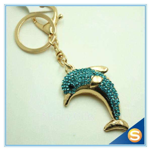 Buy cheap Novelty Dolphin Shape Crystal Lovely Metal Key Chains Women Bag Accessories from wholesalers