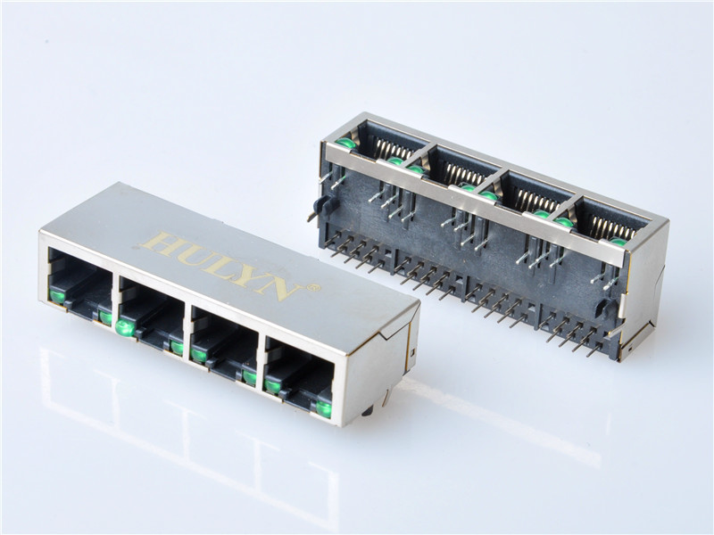 HULYN RJ45Jack, Shielded RJ45 Modular Jack Connector,with LEDs, 1x4Ports,RJ45 connector LED