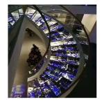 Indoor Modern Design Style Multicolour Onyx Wood Vein Marble Stairs with Glass