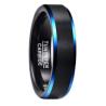 Buy cheap Men Tungsten Carbide Ring Vacuum Plated Black Matt Finish and Blue oblique angle Band Jewelry from wholesalers