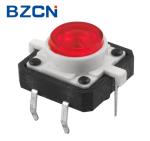 Red Button 12mm Tactile Switch , 6 Pin Momentary Push Switch With Light