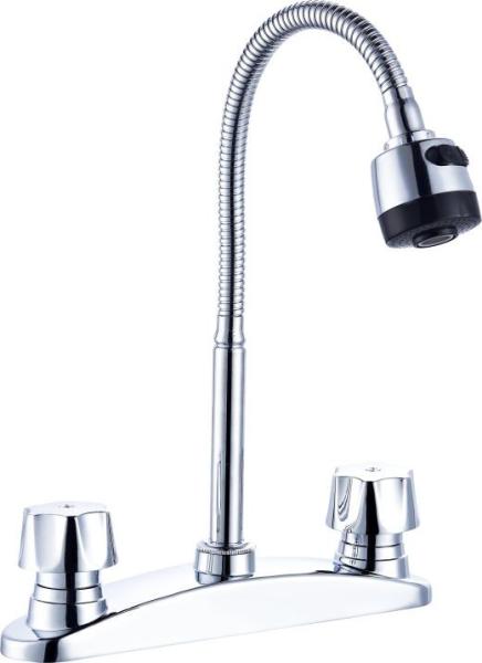Buy cheap 8 In 2 Handle Centerset Kitchen Faucet Flexible Spout Polished Chrome from wholesalers