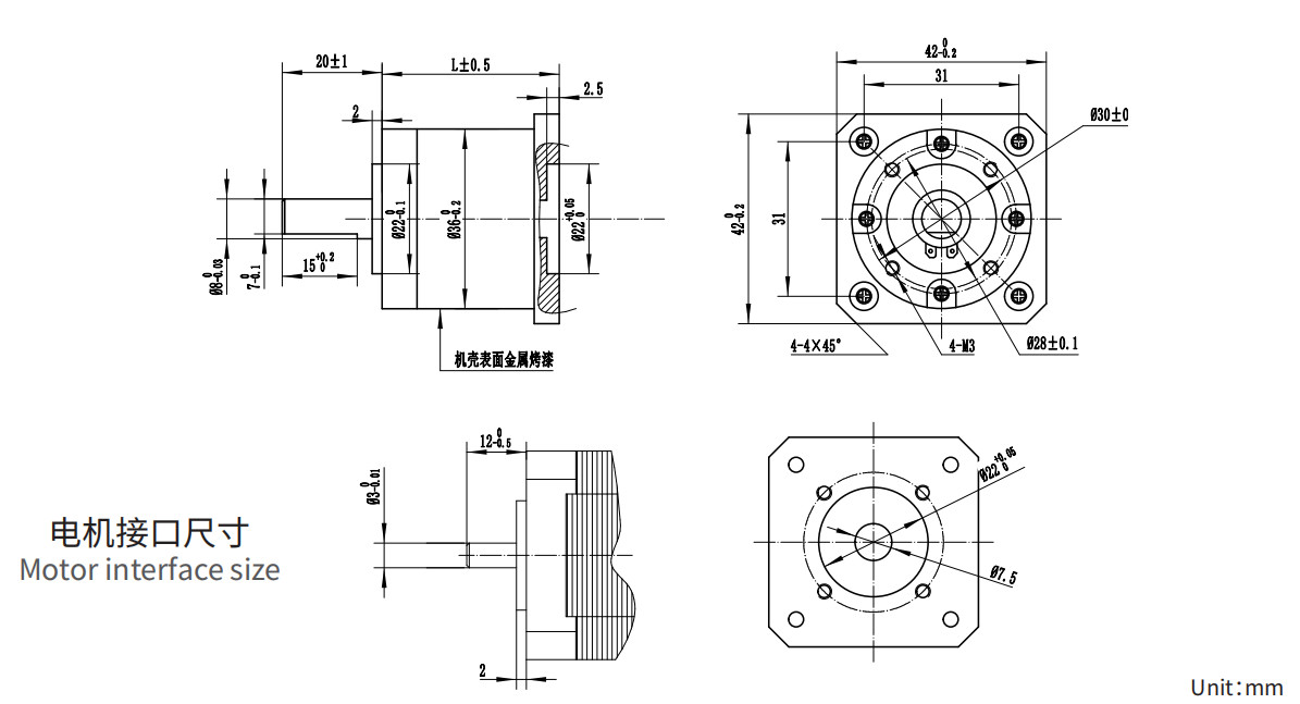 PG36S-PM-ST Powder Metallurgy 36mm Dia Planetary Reducer Gearbox Match 42mm Motor