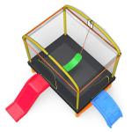 Kids' Fitness Unisex Iron Frame Indoor Outdoor Trampoline with Climb Ladder and