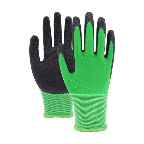 Buy cheap 13 Gauge Polyester Crinkle Latex Grip Gloves Anti Slip Abrasion Resistant from wholesalers