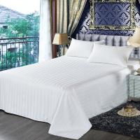 Buy cheap All Season White/Blue Cotton Sateen Stripe Bed Sheet Set with Hypoallergenic product
