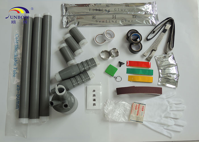 Cold Shrink Cable Accessories Joint Kits 1 - 36 kV For Connector Insulation