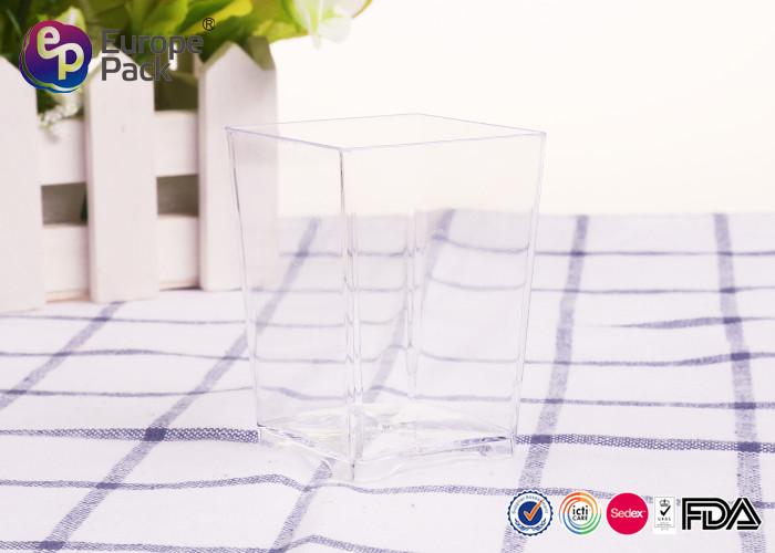 Disposable PS Clear Dessert Cups Square For Pinic Party Easy Carrying