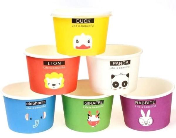 Gelato Paper Cup Icecream Paper Cup With Lids,4oz paper ice cream single serving