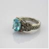 Buy cheap 925 Silver Engagement Ring with 8mmx10mm Blue Topaz CZ Diamonds (F94) from wholesalers