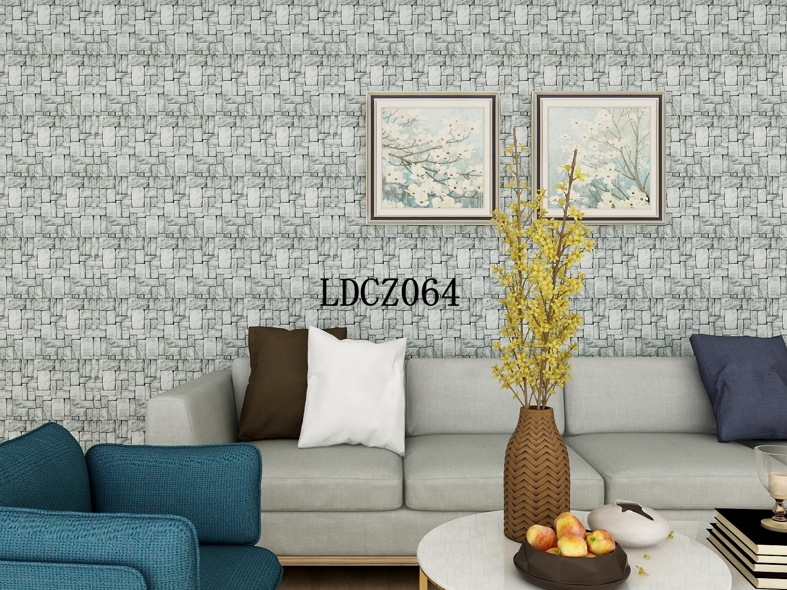Workshop Retro 3D Grey Brick Wallpaper 0.17mm-0.30mm Thickness