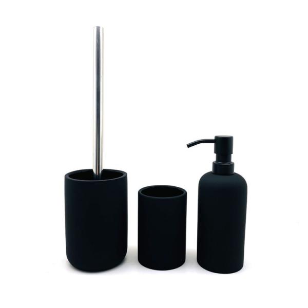 Buy cheap All Black Bathroom Accessories Set Ceramic Round 3pcs Shower Soap Dispensers 19.7Hcm from wholesalers