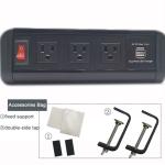 America Desktop Clamp Power Strip 3outlet and 2USB ETL passed