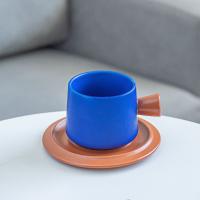 Buy cheap 320ml Volume Porcelain Tea Mug Ceramic Coffee Cup And Saucer Set Klein Blue Cups product