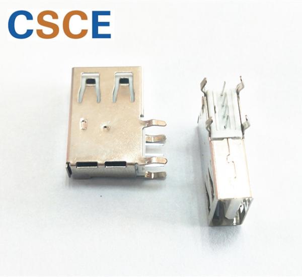 Buy cheap Copper USB Male Female Connector , 90 Degree Bend Foot Flat Mouth Side Insert Long Body Belt Back Plug from wholesalers