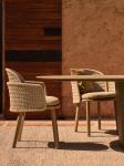 Pastoral Style Teak Wood Table And Chair Luxury Woven Rope Outdoor Furniture For