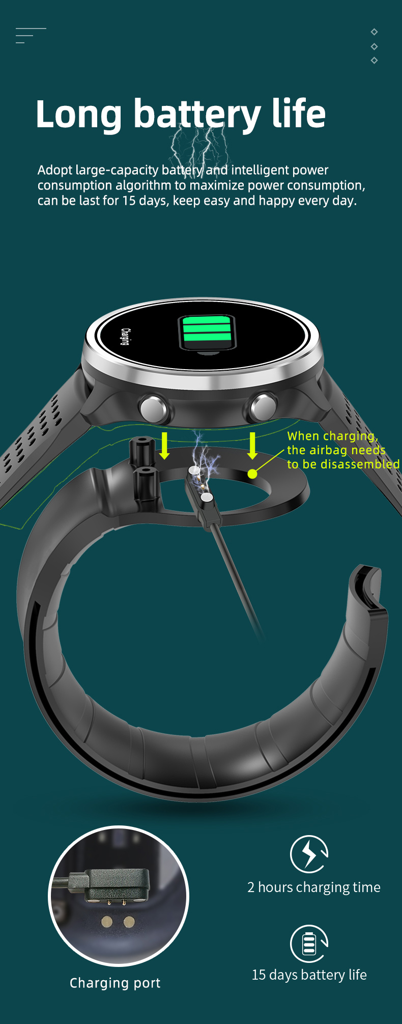 Air Pump Accurate ECG Blood Pressure Health Monitor Smart Watch P30 1.3 Inch For Healthcare