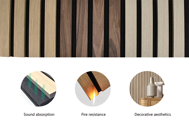 Melamine Finish Wooden Slats Wall Polyester Sound Insulation Board Panel Acoustic Slat