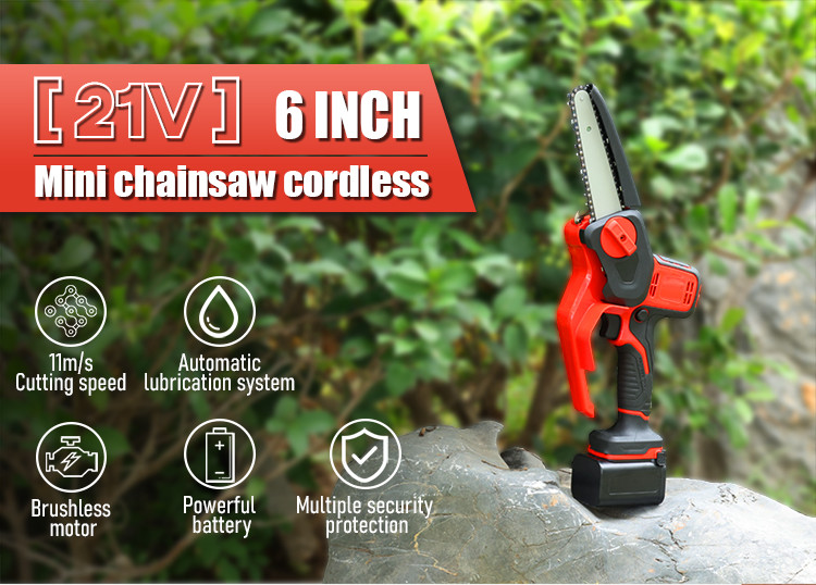 Handheld Portable Cordless Hand Mini Electric Chainsaw Wood Cutting With Baffle