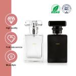 50ml Transparent/Black Glass Clear/Smooth Rectangle Bottle With Transparent