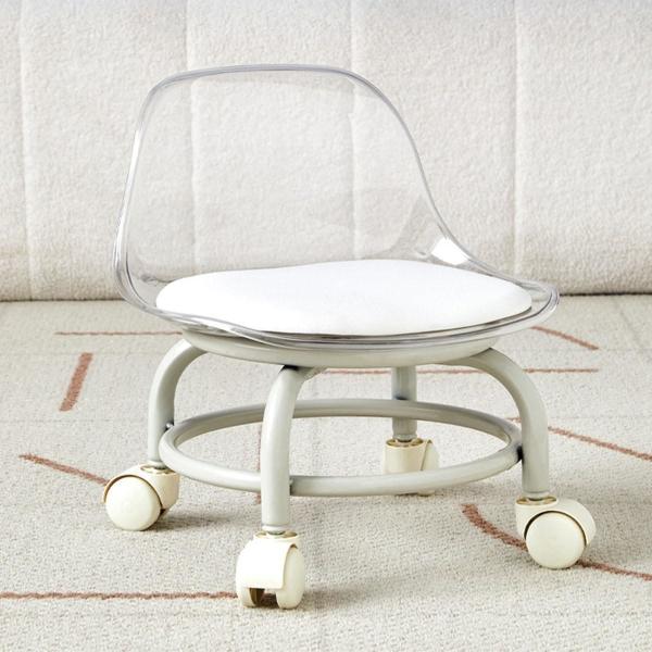 Buy cheap Short Rolling Stool Chair With Back Support , Acrylic Modern Furniture Rolling Stool Chair from wholesalers