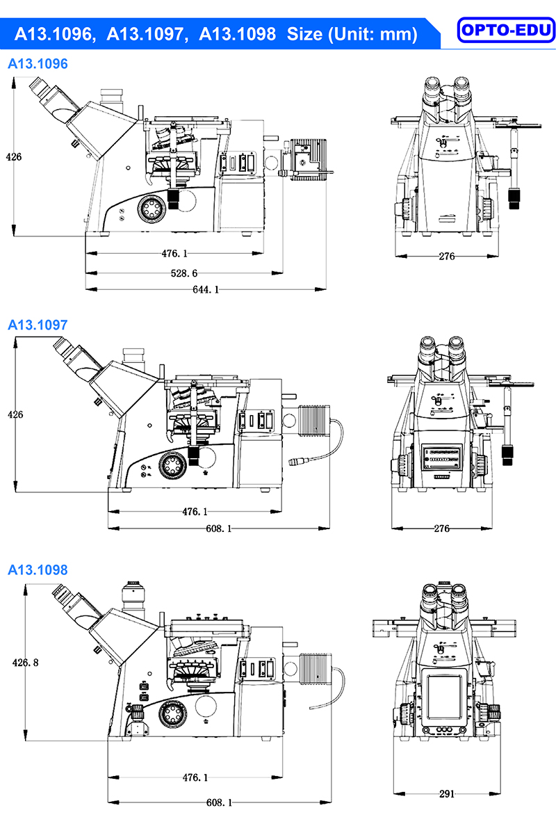 OPTO EDU A13.1097 Inverted Metallurgical Microscope Coded Nosepiece