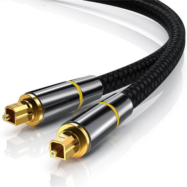 Buy cheap Professional Toslink plastic optical cable Black nylon braid Fiber Optical Digital Audio Cable With Gold Plated from wholesalers