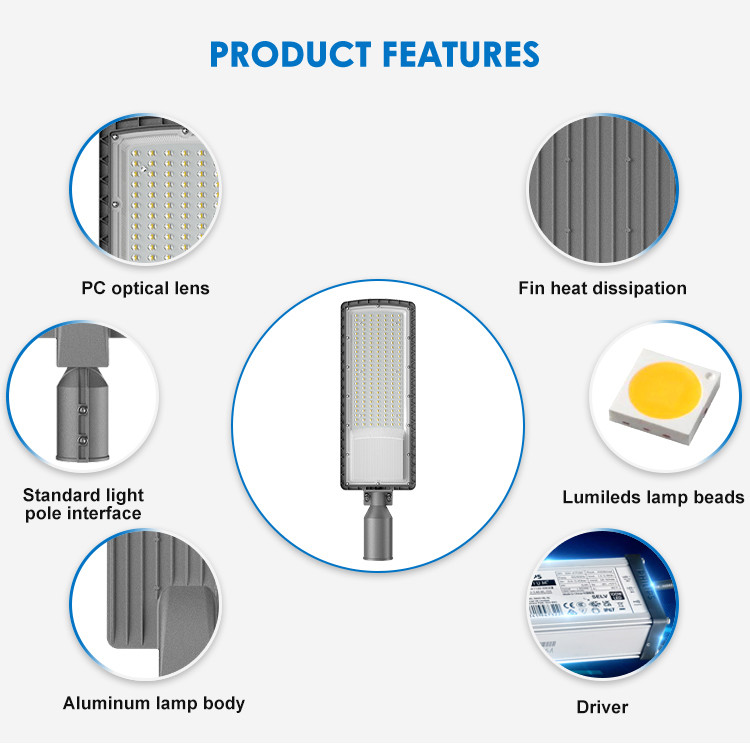 High Brightness AC85-265V 3000K To 6500K LED Road Light Highways City Streets Parking Lots