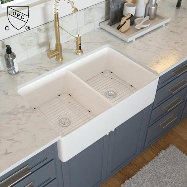 Buy cheap 33 Inch Undermount Farmhouse Bathroom Double Sink White Big Ceramic Kitchen from wholesalers