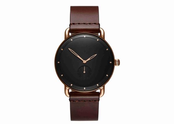 Buy cheap Black face brown leather wrist watch men's fashion watches rose gold from wholesalers