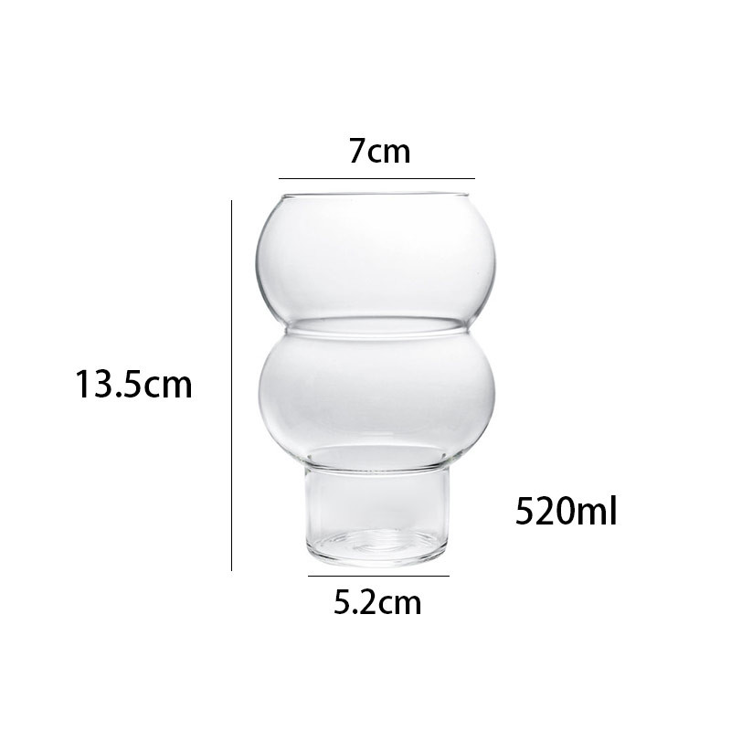 Creative Gourd Shaped Dessert Glass Drink Cup Transparent 520ml