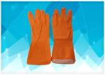 Disposable Medical Gloves Orange Color Latex Exam Gloves , Dip Flock - Lined