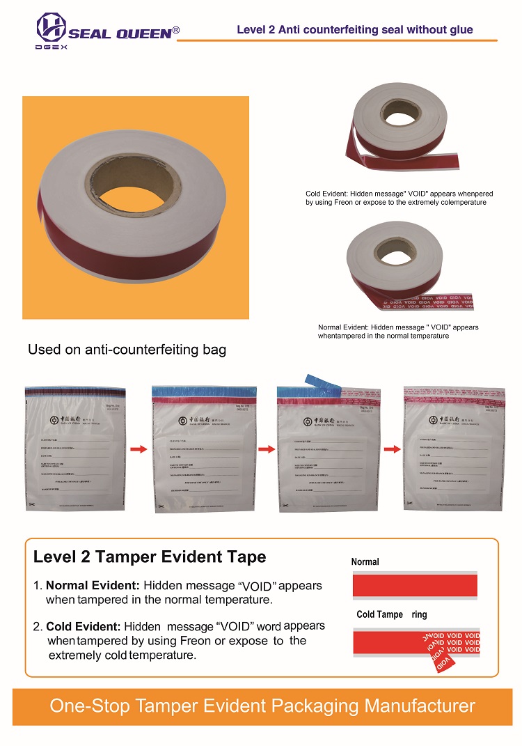 Strong Adhesive Hot Melt Void Tamper Evident Tape For PE Courier Bags