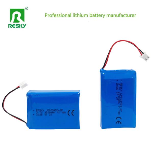 LP803450 2P 3.7V 3000mAh 11.1wh Rechargeable Lithium Polymer Battery Pack For GPS Tracker