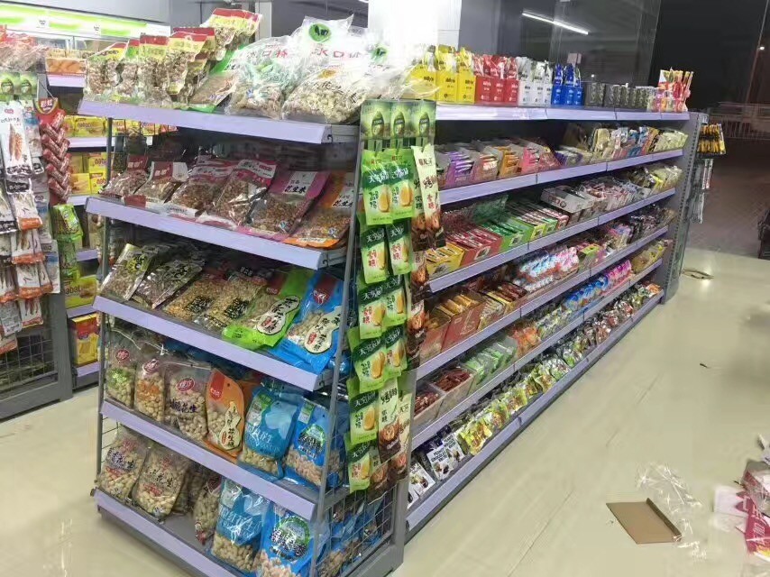 Morden Supermarket Gondola Shelf Rack Powder Coating Cold rolled steel Material