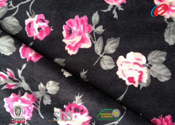 Printed Flower Patterned Velvet Upholstery Fabric For Bedding Article Solid